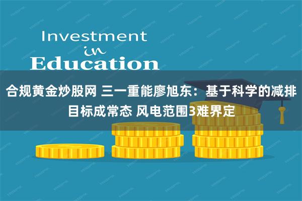 合规黄金炒股网 三一重能廖旭东：基于科学的减排目标成常态 风电范围3难界定