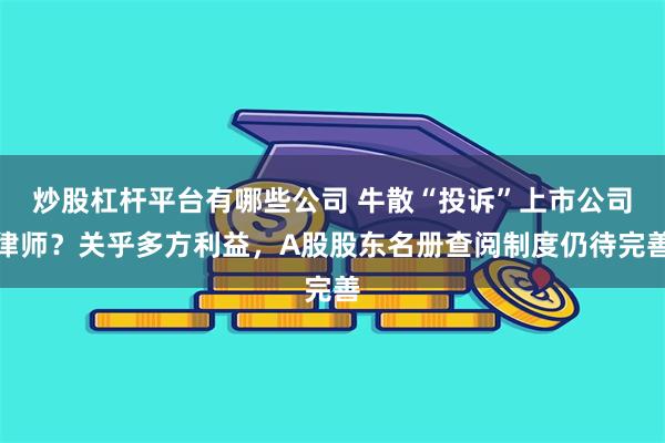 炒股杠杆平台有哪些公司 牛散“投诉”上市公司律师？关乎多方利益，A股股东名册查阅制度仍待完善